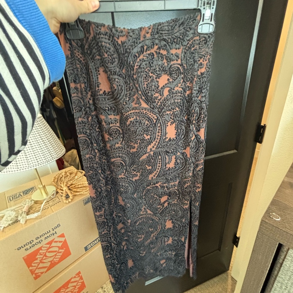 Free people Brown Velvet Paisley Skirt
